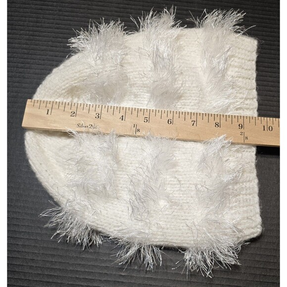 Pearl White Women's Warm Furry Slouchy Stocking Cap Hat Long Eyelash Yarn, NEW - Picture 13 of 15